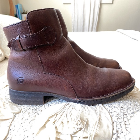 Born Brown Leather Ankle Boots Zip Up Sides Size 8 - Picture 14 of 16